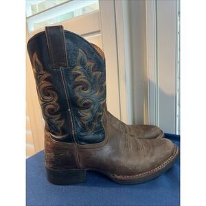 Double H Boots Mens 8.5 D Western Work Brown Leather Cowboy Pull On Soft Toe